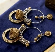 Handcrafted Metal Temple Hoop Earrings